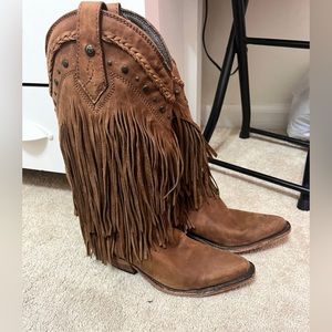 Liberty black fringe boots